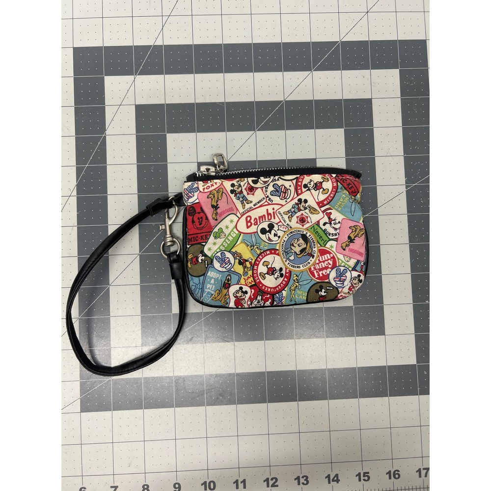 Disney Wristlet Coin Purse Small Vintage Character Patch Collage Retro Travel